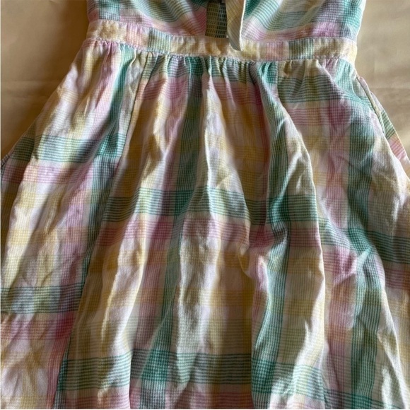 NEW! Old Navy- Yellow Blue Pink Plaid Spaghetti Strap Self Tie Mini Dress NWT - Picture 6 of 11